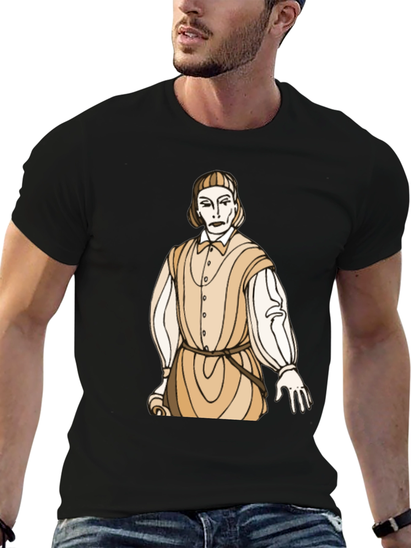 Camiseta Negra con Diseño Histórico