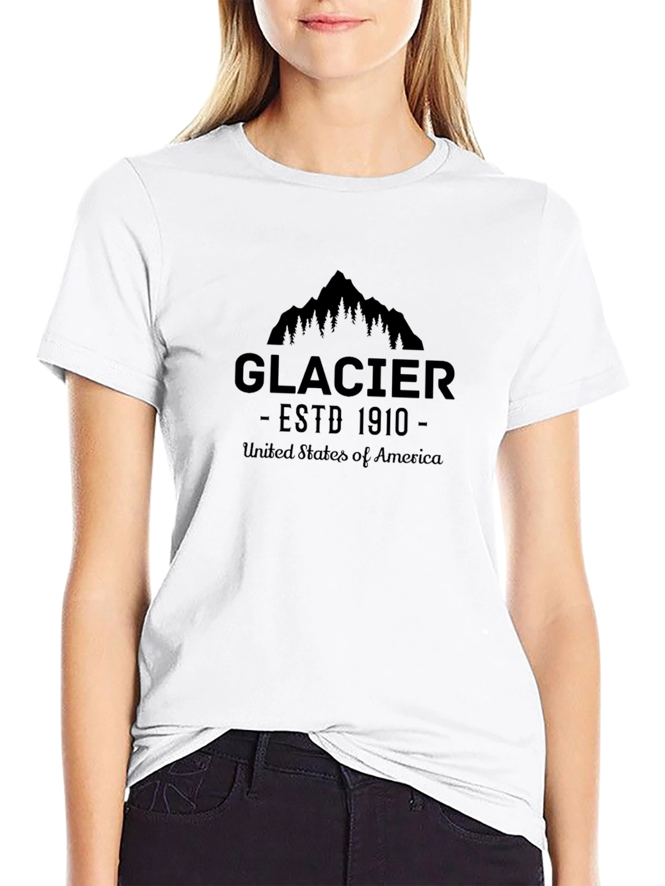 Camiseta Negra Glacier National Park ESTD 1910