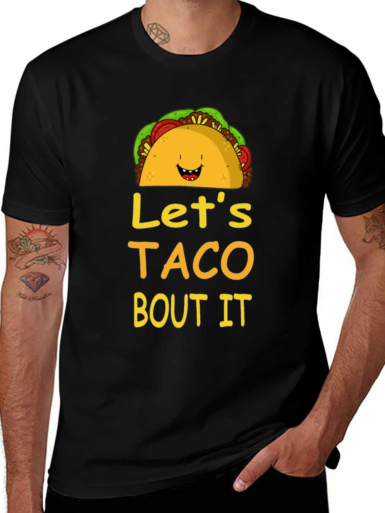 Camiseta Negra Lets Taco Bout It Divertida
