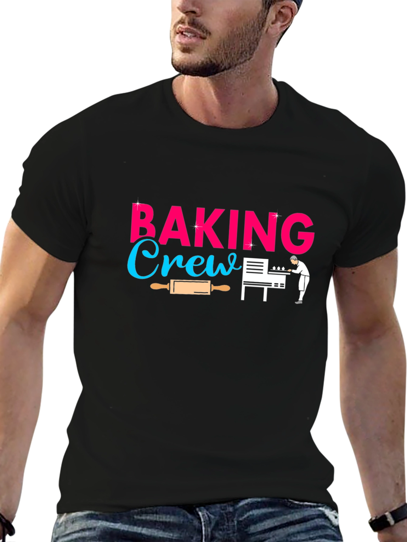 Camiseta Negra Baking Crew para Amantes de la Repostería