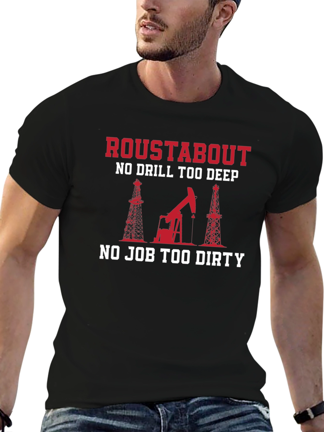 Camiseta Negra Roustabout: Para Trabajadores Petroleros