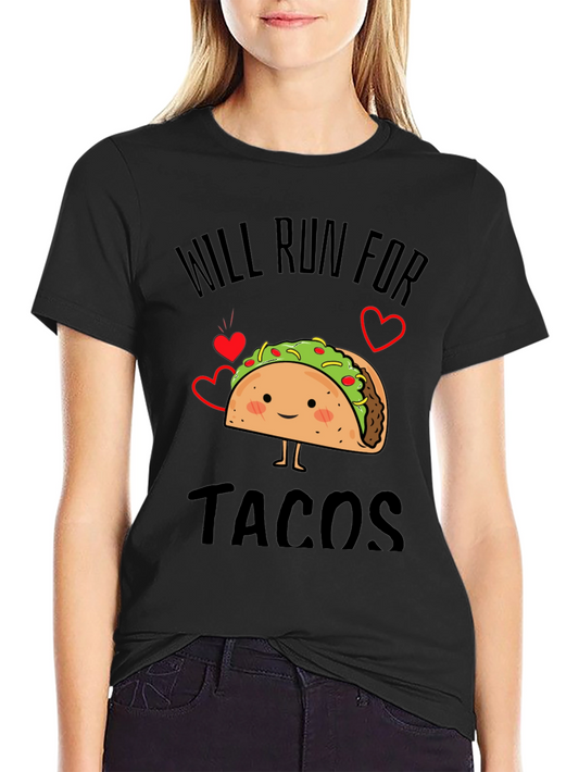 Camiseta Negra Divertida con Diseño de Taco para Corredores
