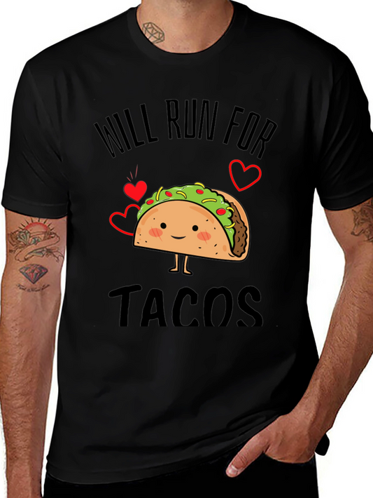Camiseta Negra Divertida con Diseño de Taco para Corredores