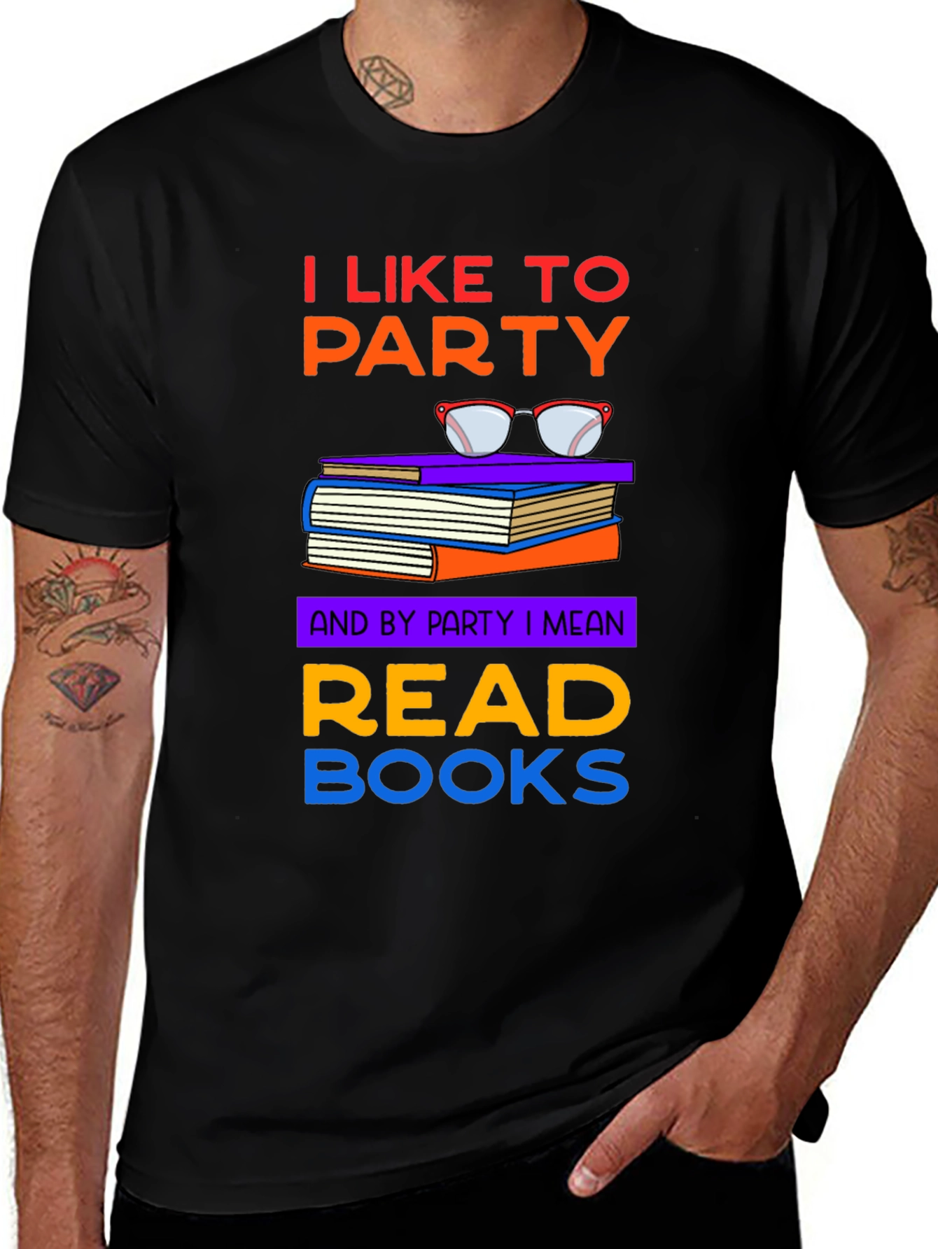 Camiseta Negra: I Like to Party Read Books