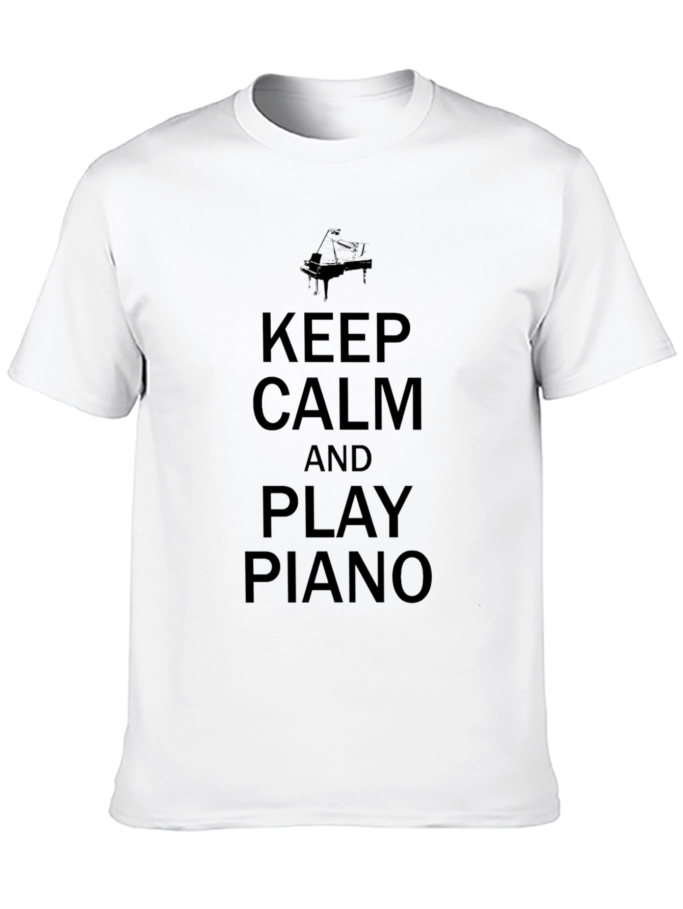 Camiseta Negra: Keep Calm y Play Piano