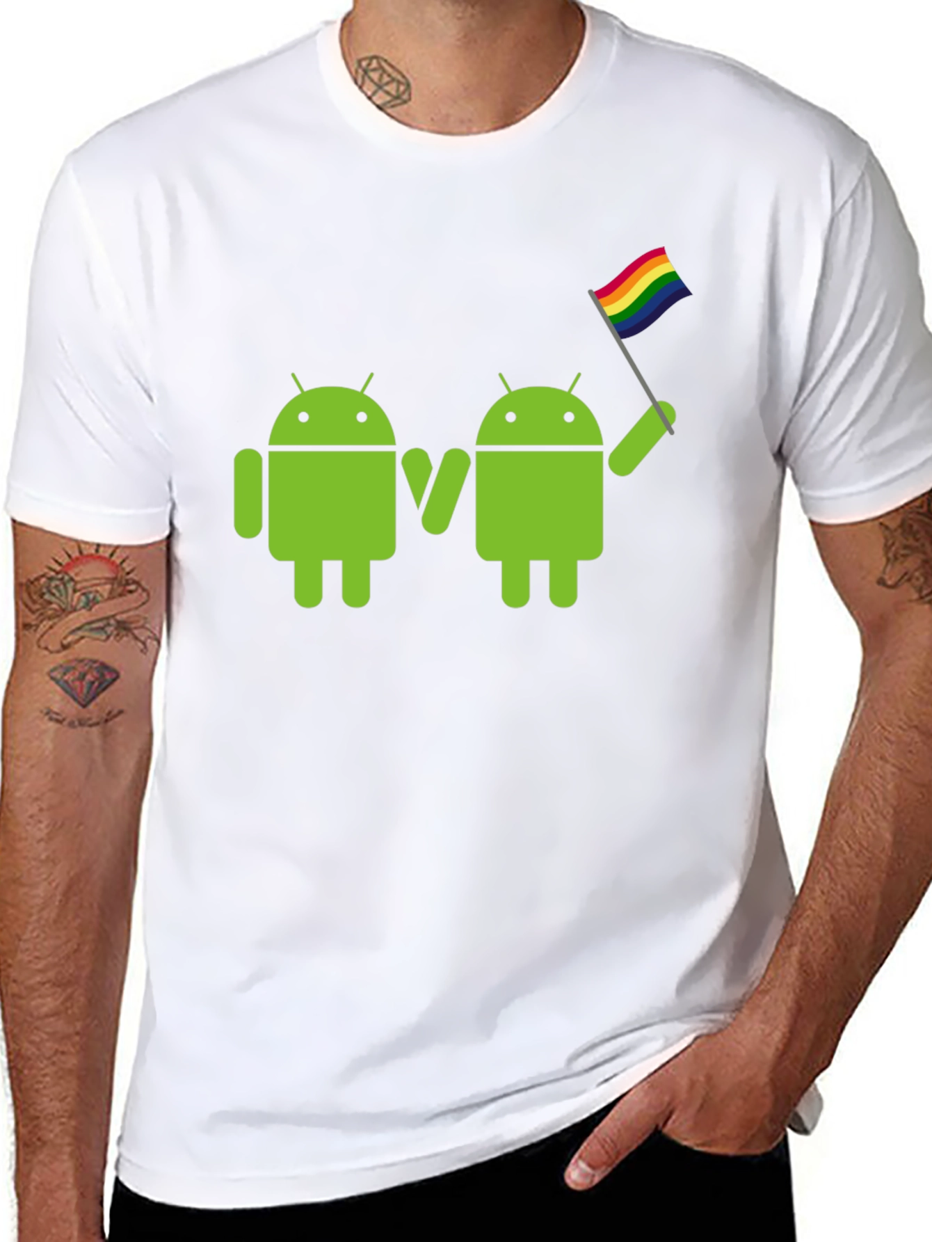 Camiseta Negra Android LGBT Pride