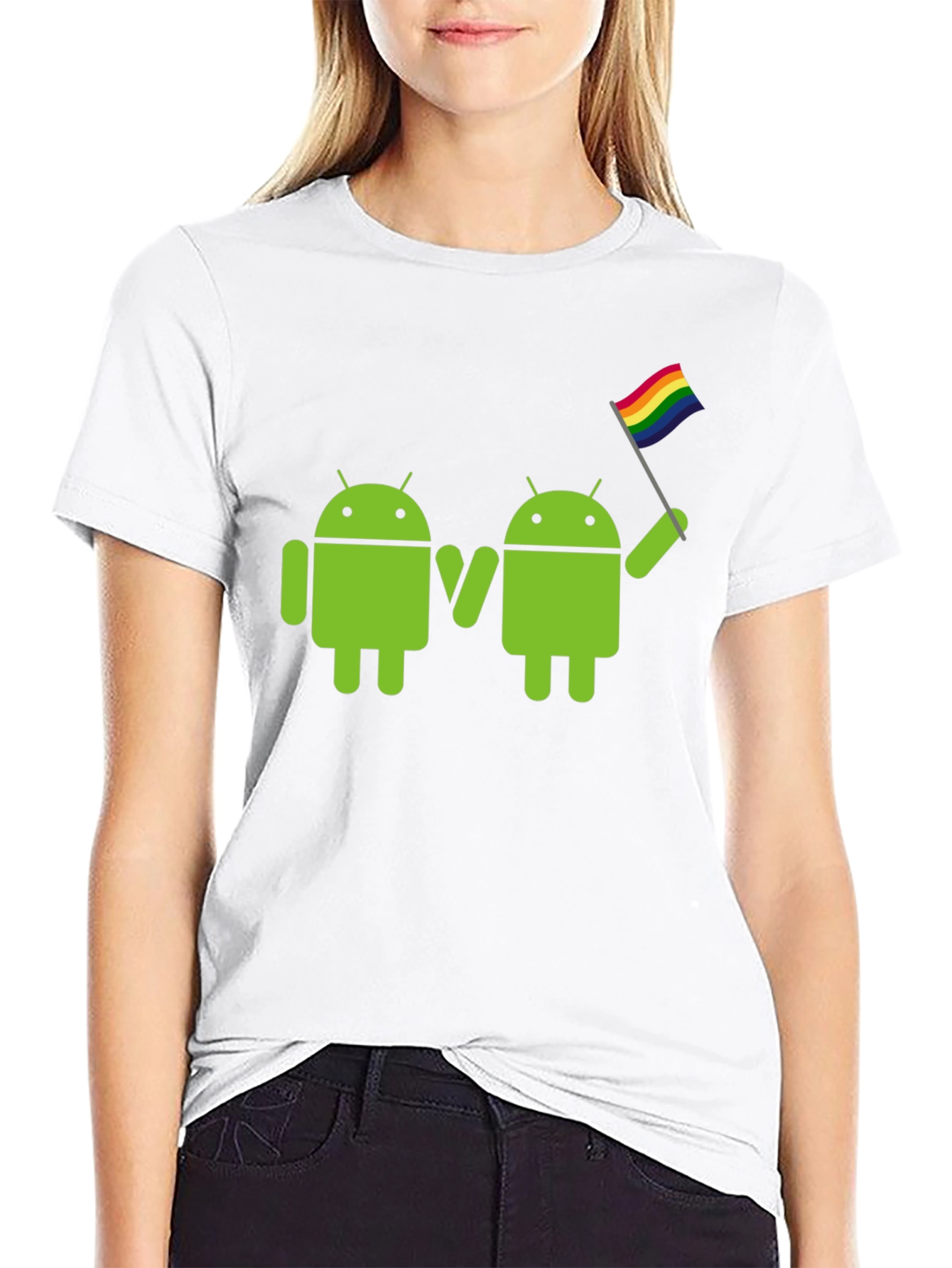 Camiseta Negra Android LGBT Pride