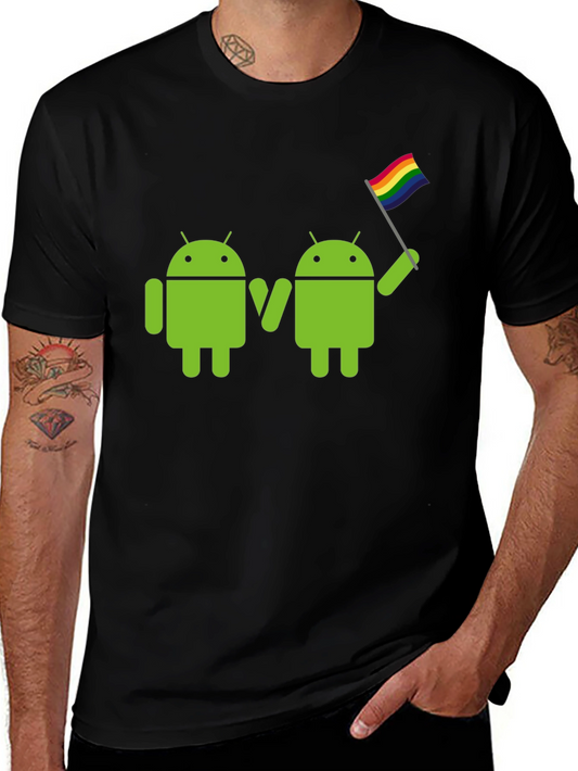 Camiseta Negra Android LGBT Pride