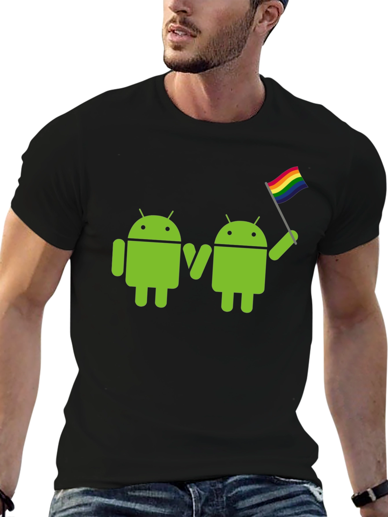 Camiseta Negra Android LGBT Pride