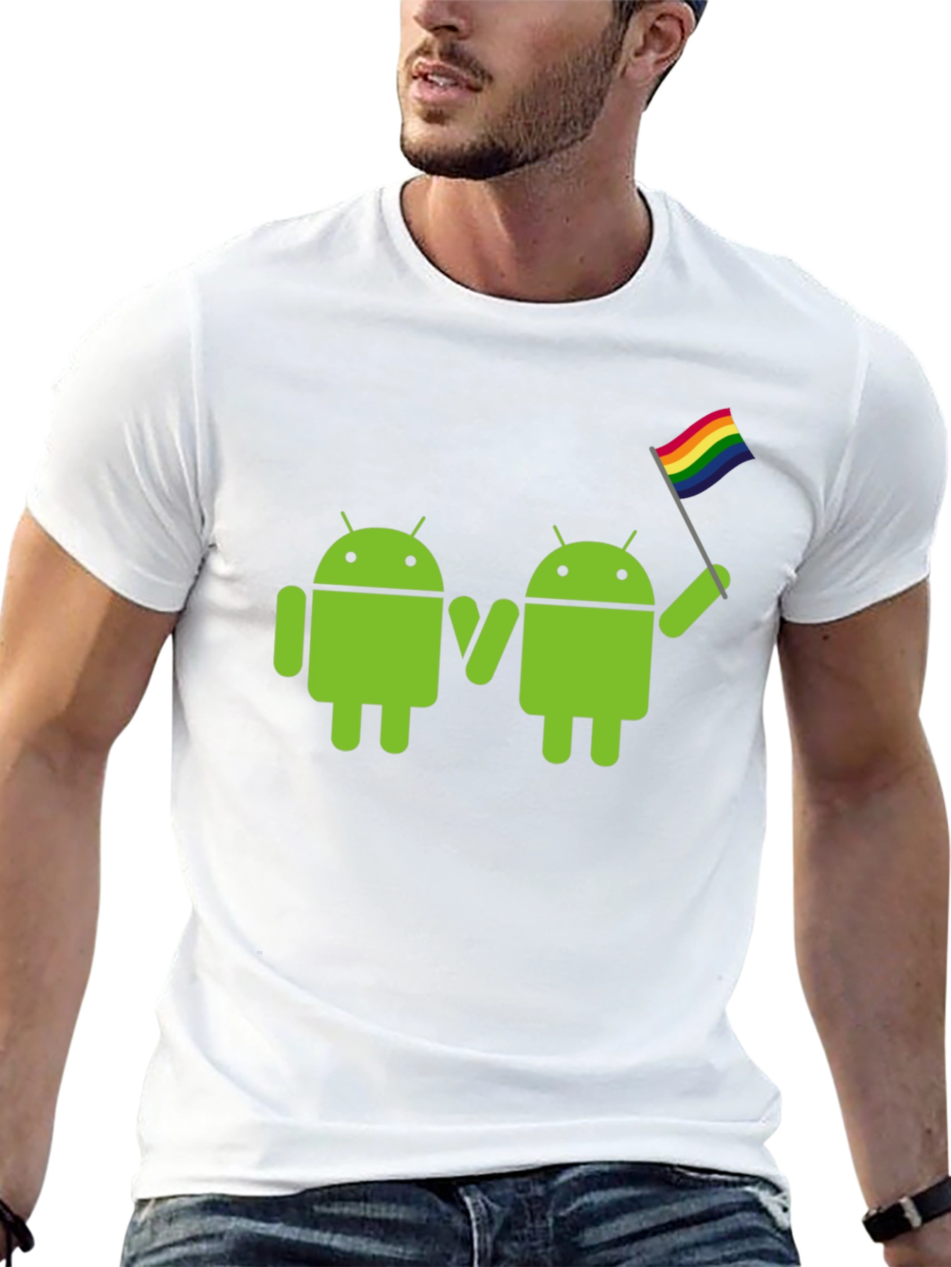 Camiseta Negra Android LGBT Pride