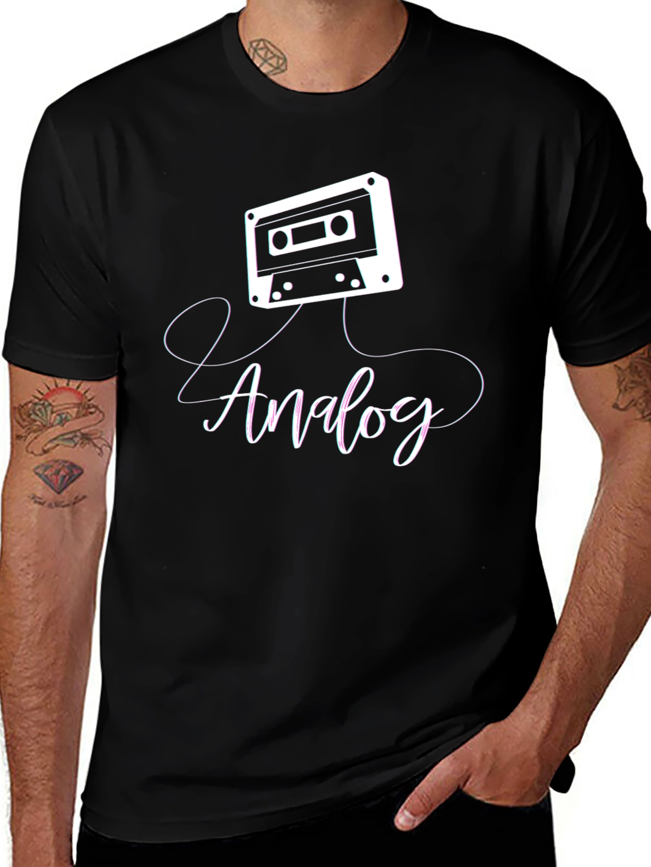 Camiseta Negra Analog Estilo Retro