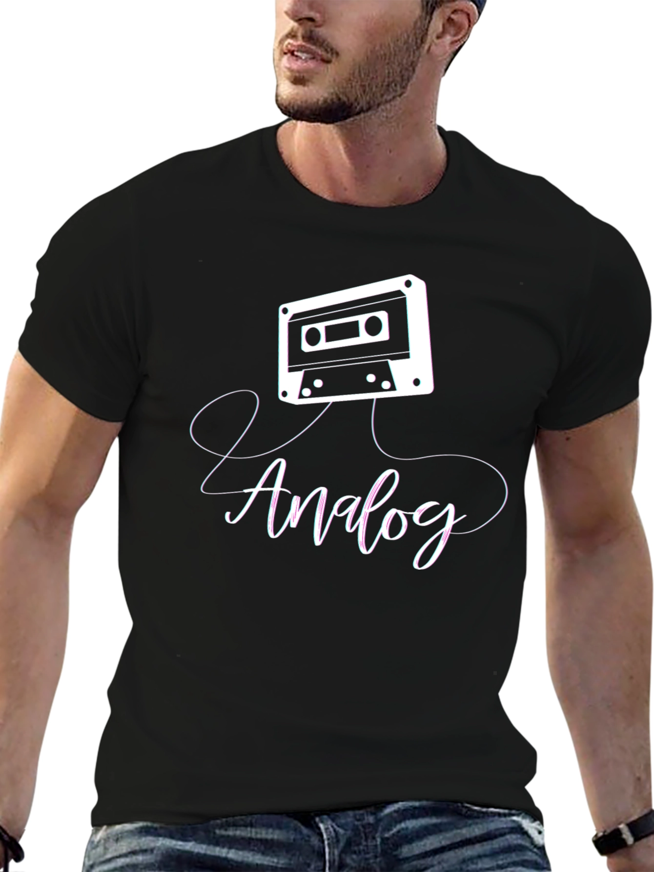 Camiseta Negra Analog Estilo Retro