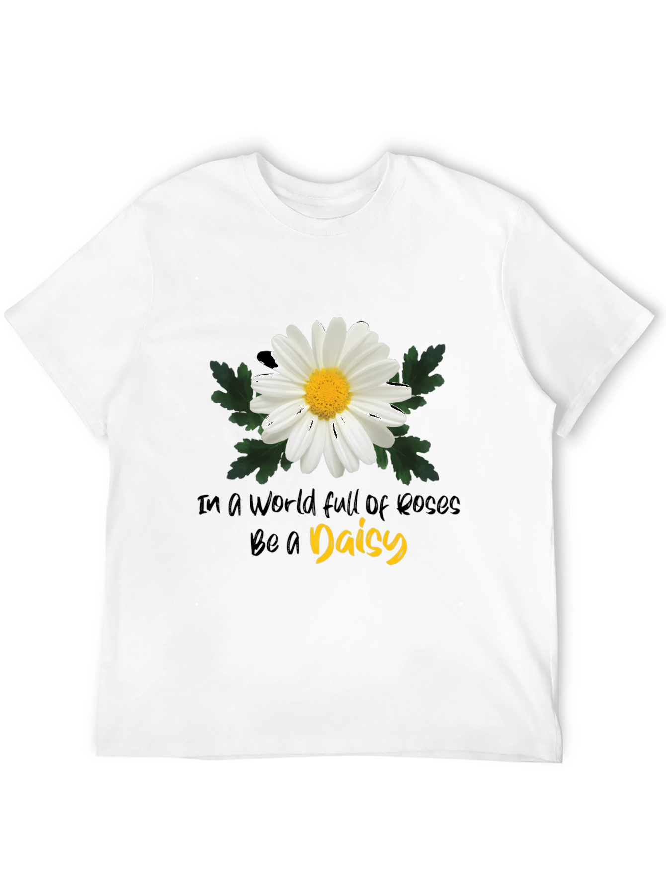 Camiseta Negra con Diseño de Margarita Inspiracional