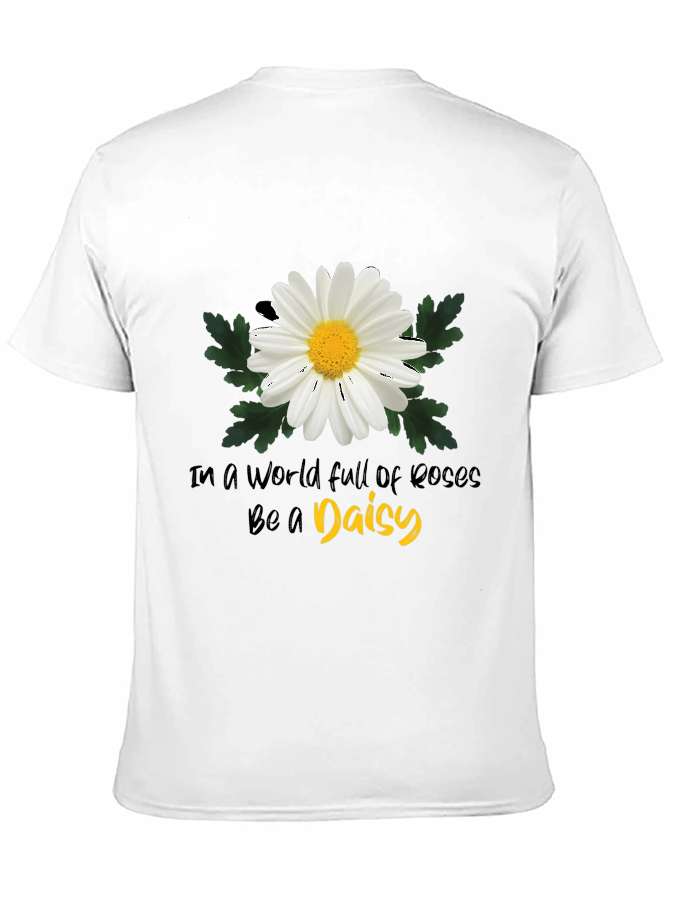 Camiseta Negra con Diseño de Margarita Inspiracional