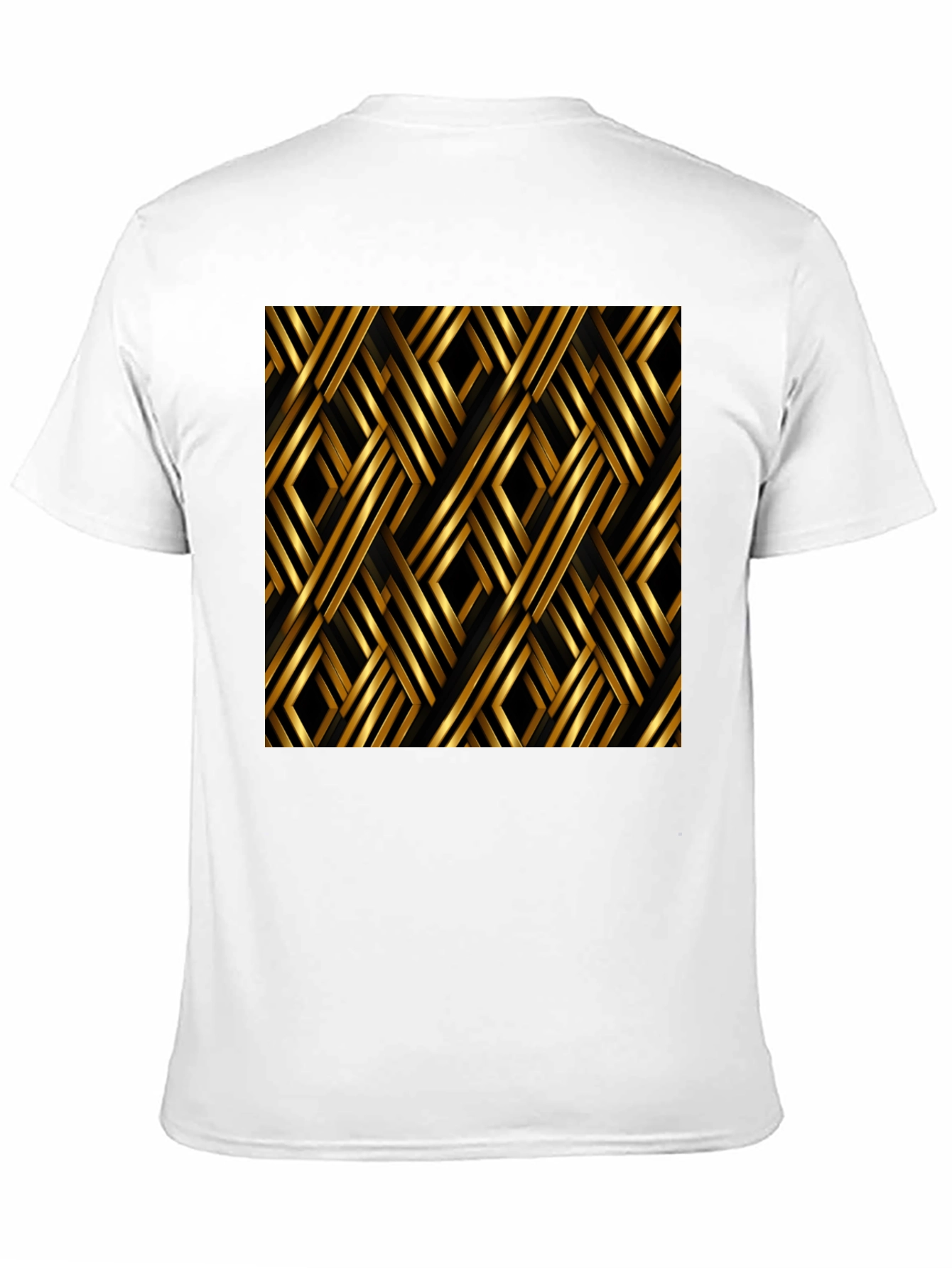 Camiseta Negra con Diseño Geométrico Dorado