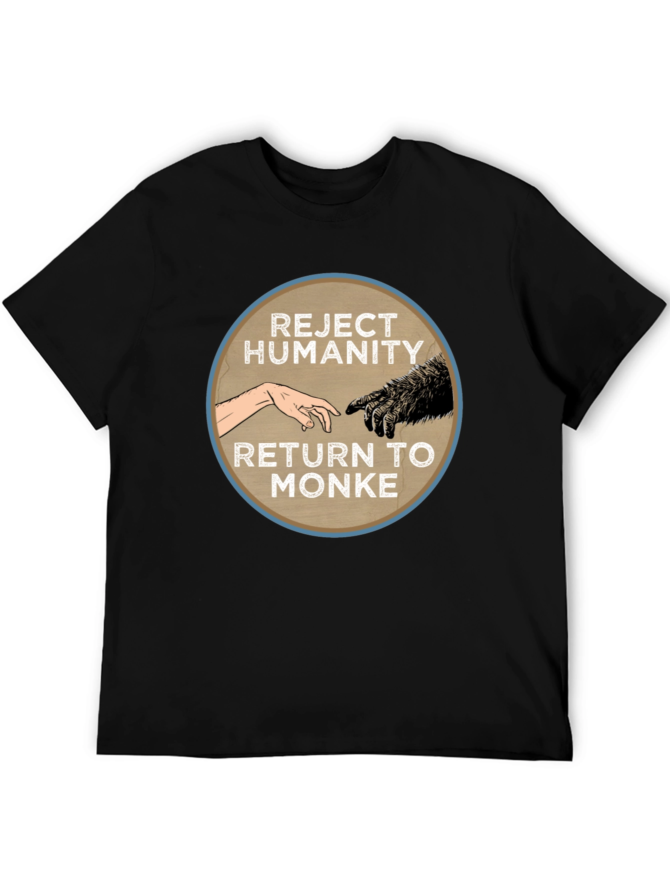Camiseta Negra: Rechaza la Humanidad Regresa al Monke