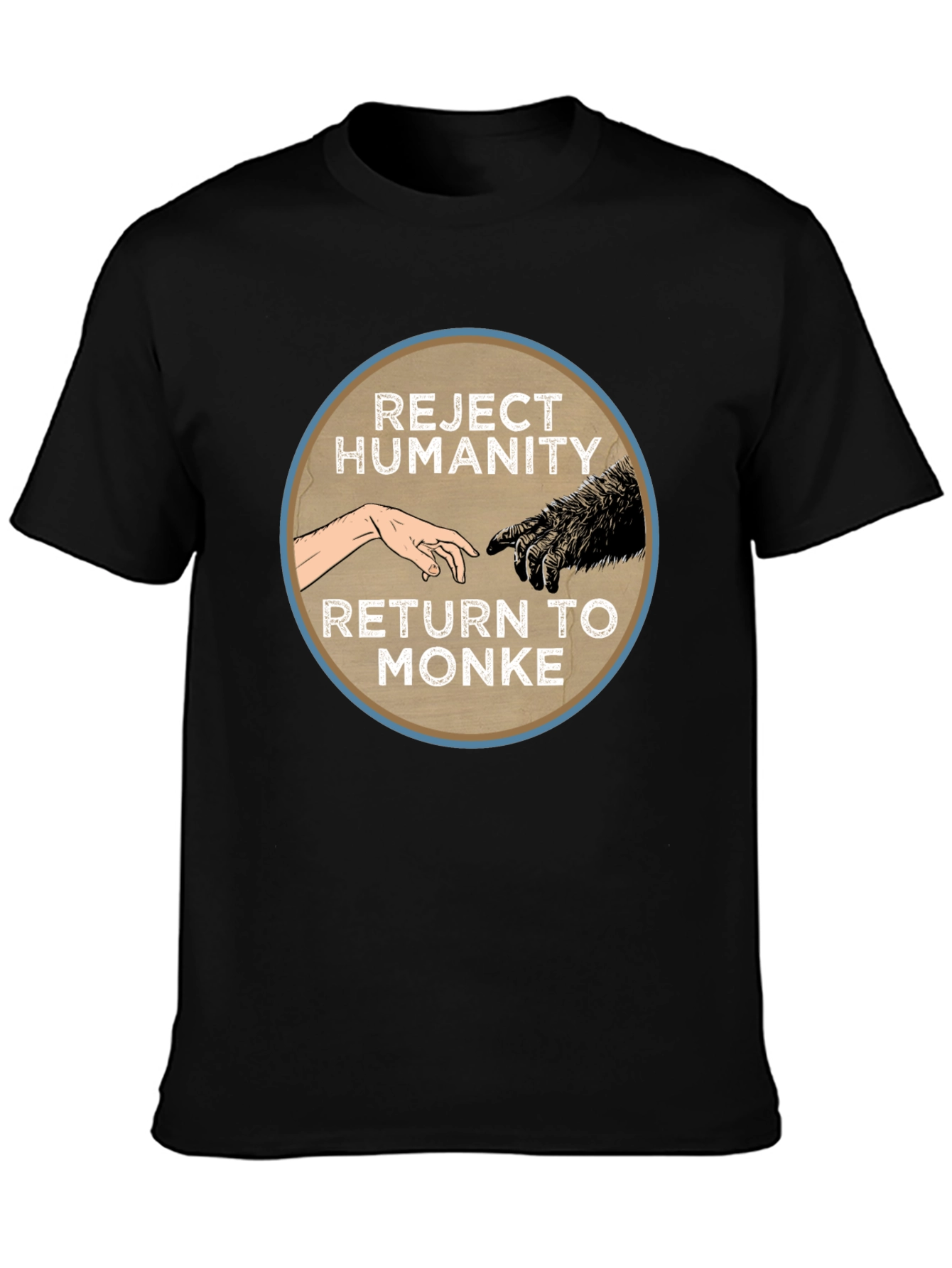 Camiseta Negra: Rechaza la Humanidad Regresa al Monke