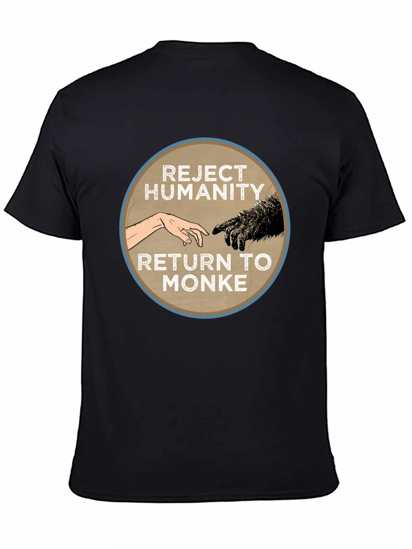 Camiseta Negra: Rechaza la Humanidad Regresa al Monke