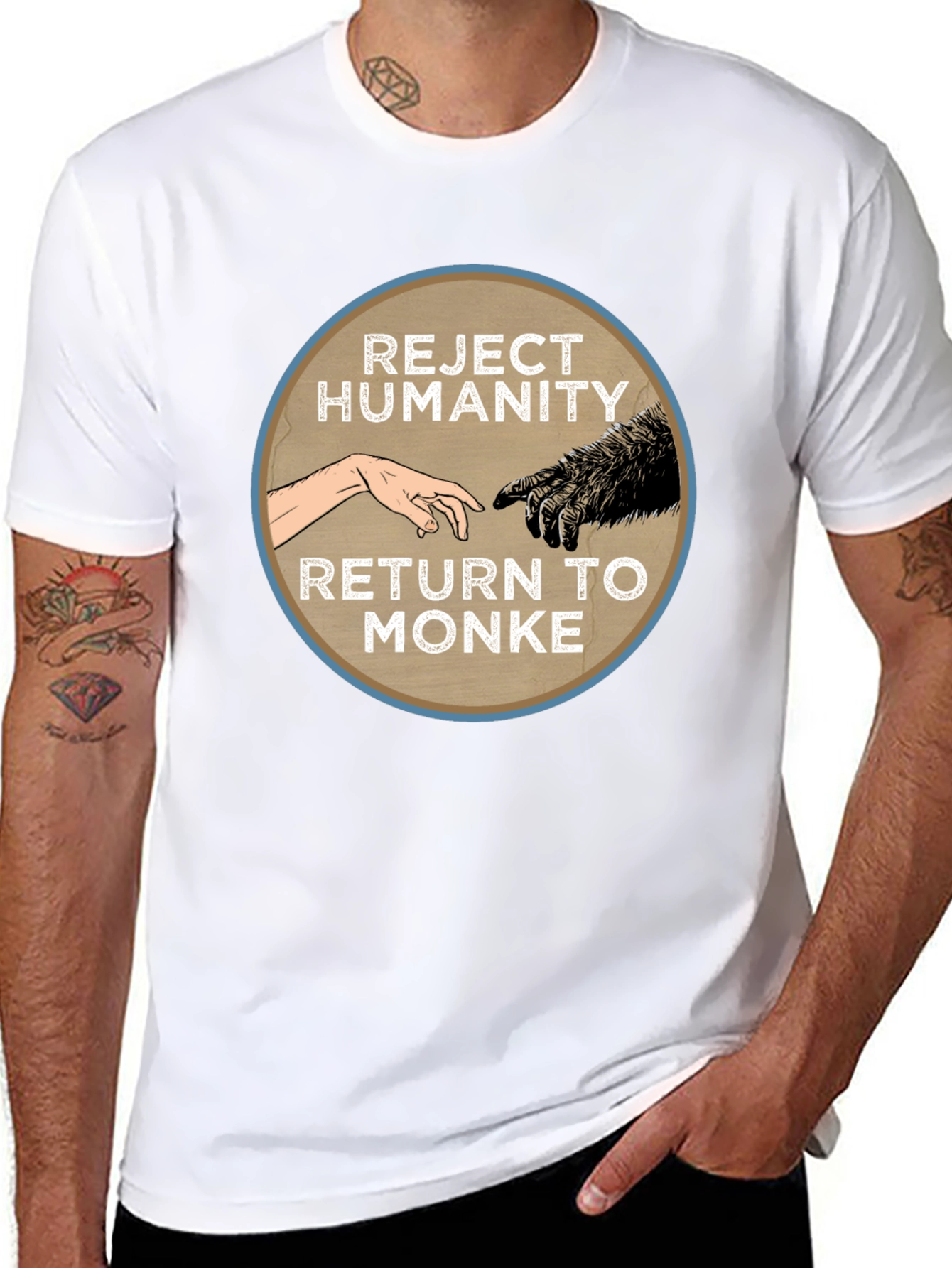 Camiseta Negra: Rechaza la Humanidad Regresa al Monke