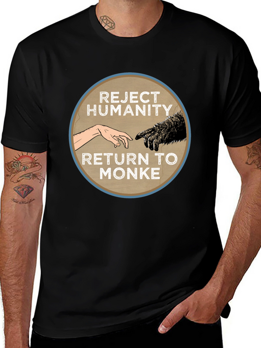 Camiseta Negra: Rechaza la Humanidad Regresa al Monke