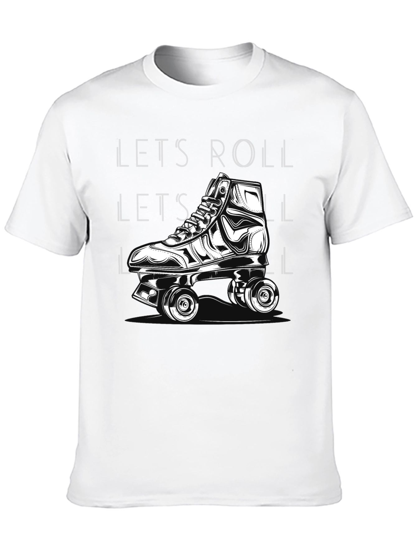Camiseta Negra Lets Roll Patines Retro