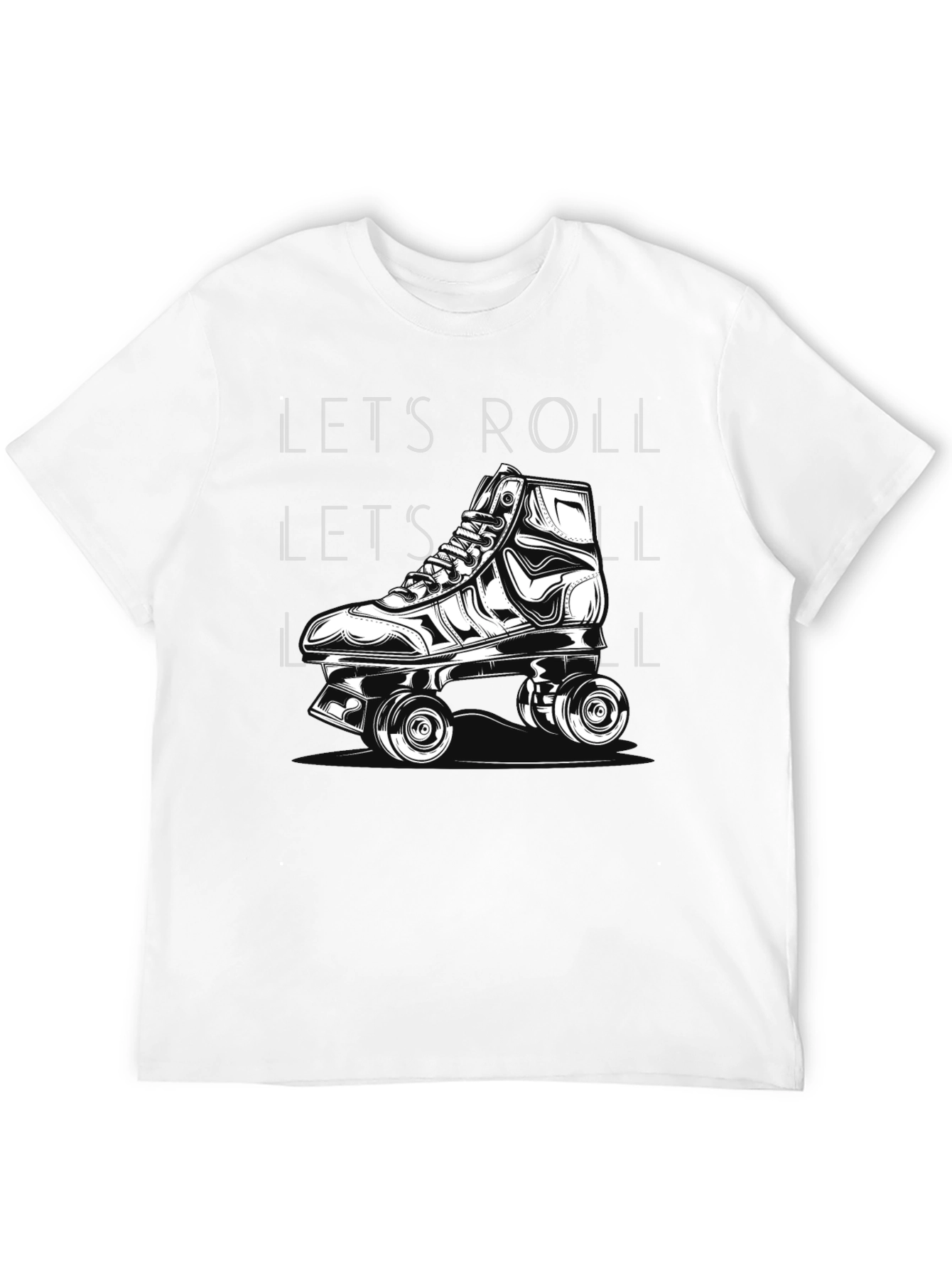 Camiseta Negra Lets Roll Patines Retro