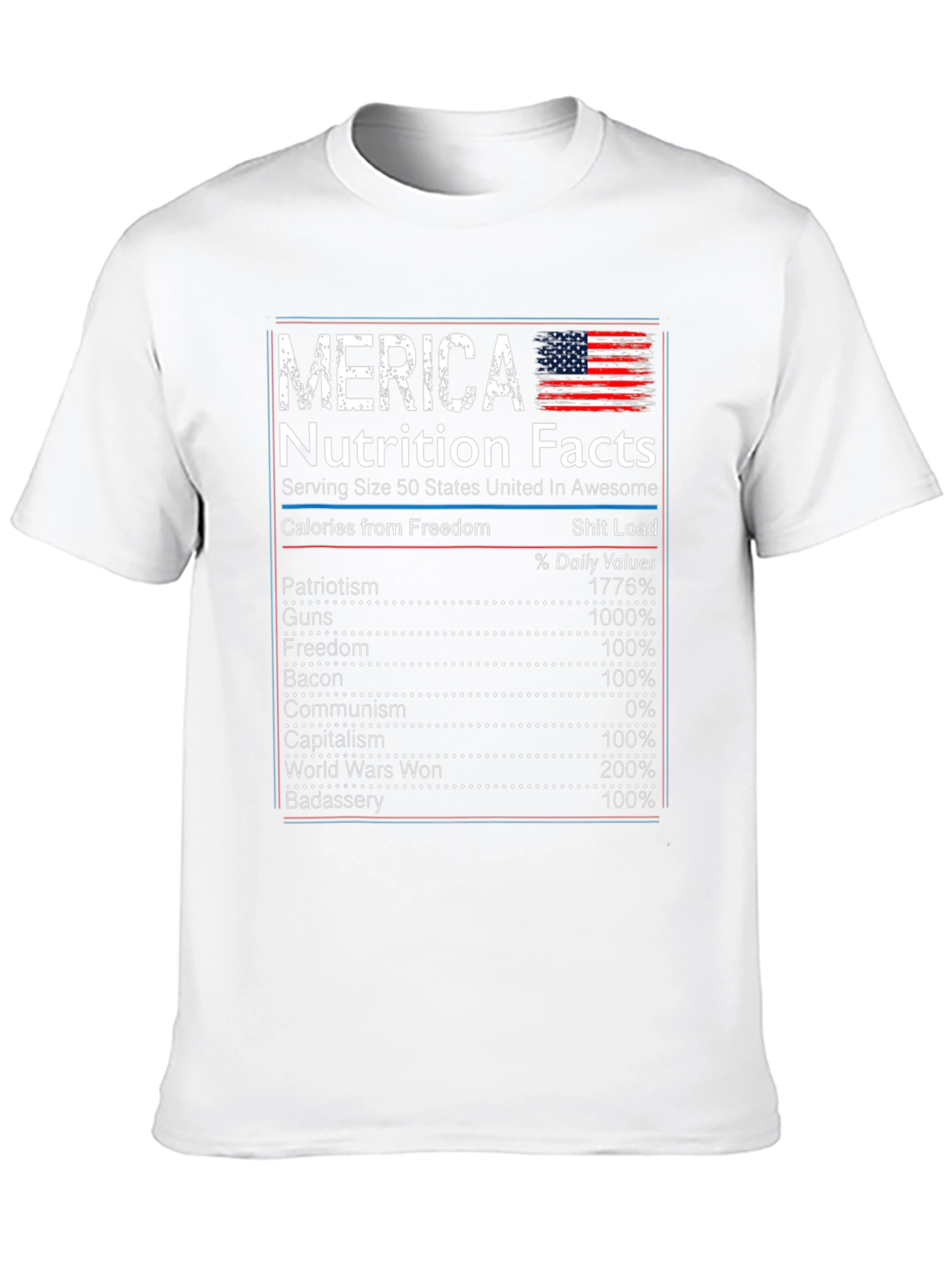 Camiseta Merica con Datos Nutricionales Patrióticos