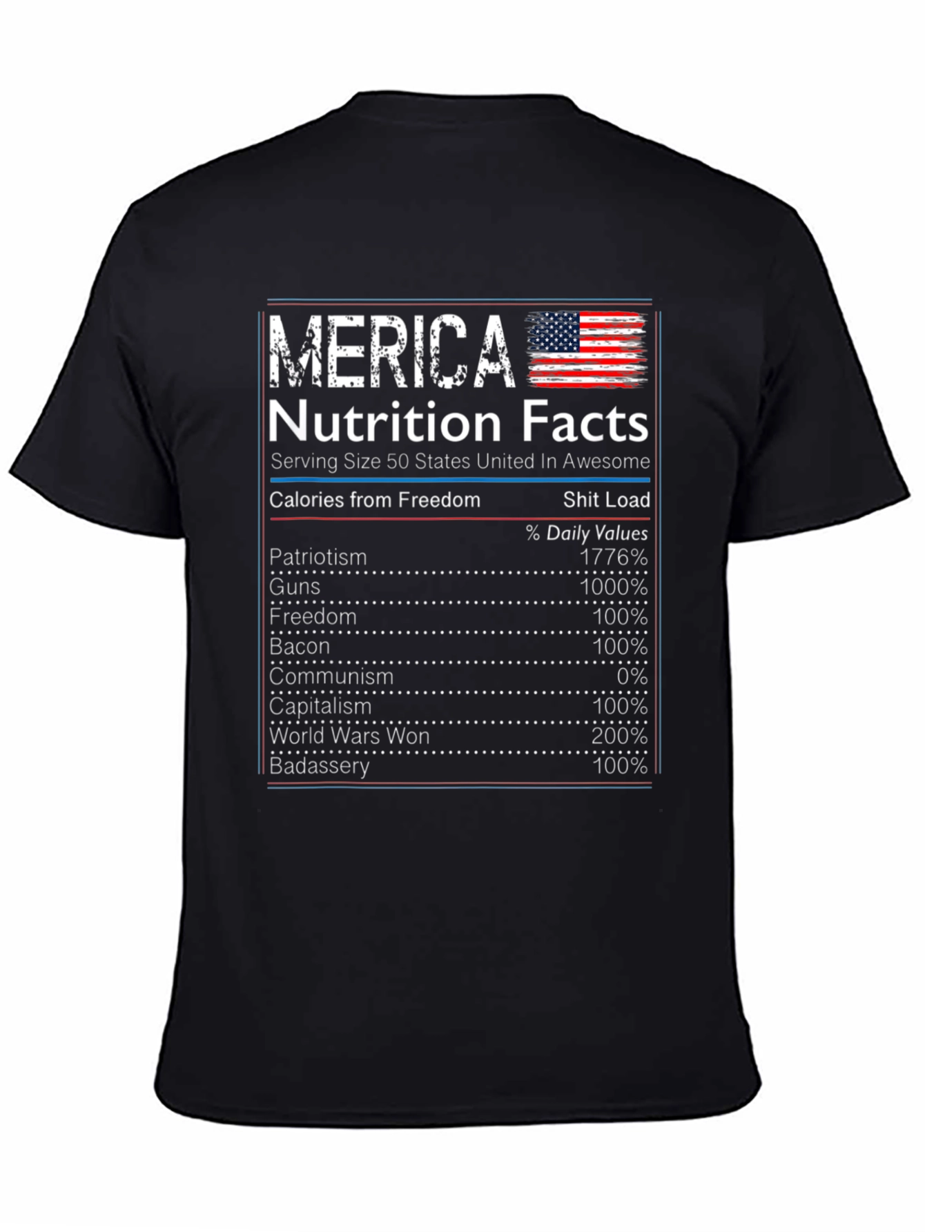Camiseta Merica con Datos Nutricionales Patrióticos