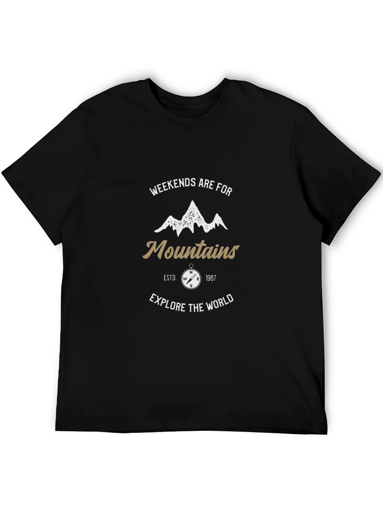 Camiseta Negra Aventura Montaña Hombre