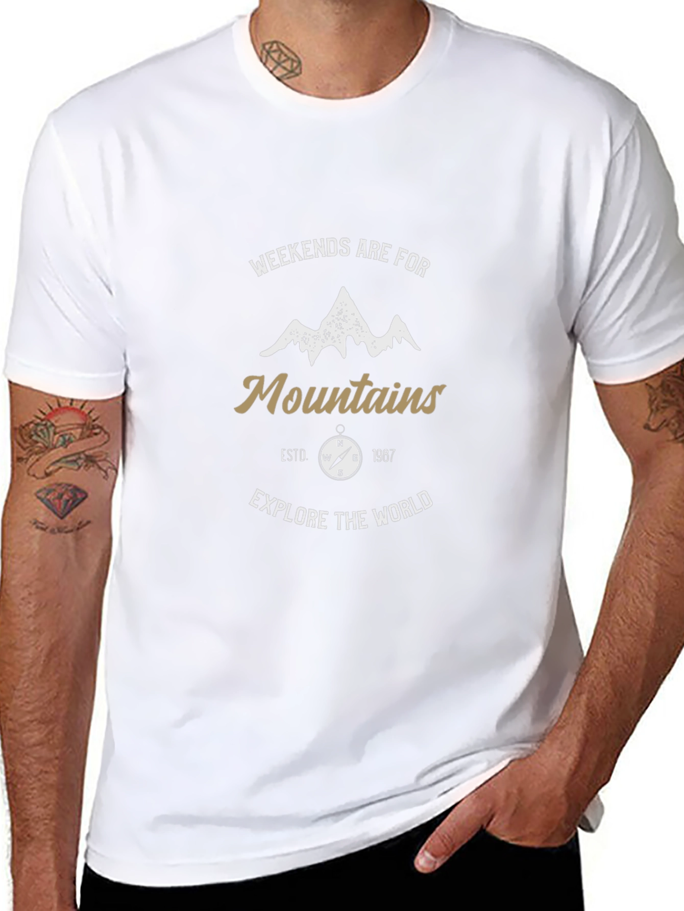 Camiseta Negra Aventura Montaña Hombre