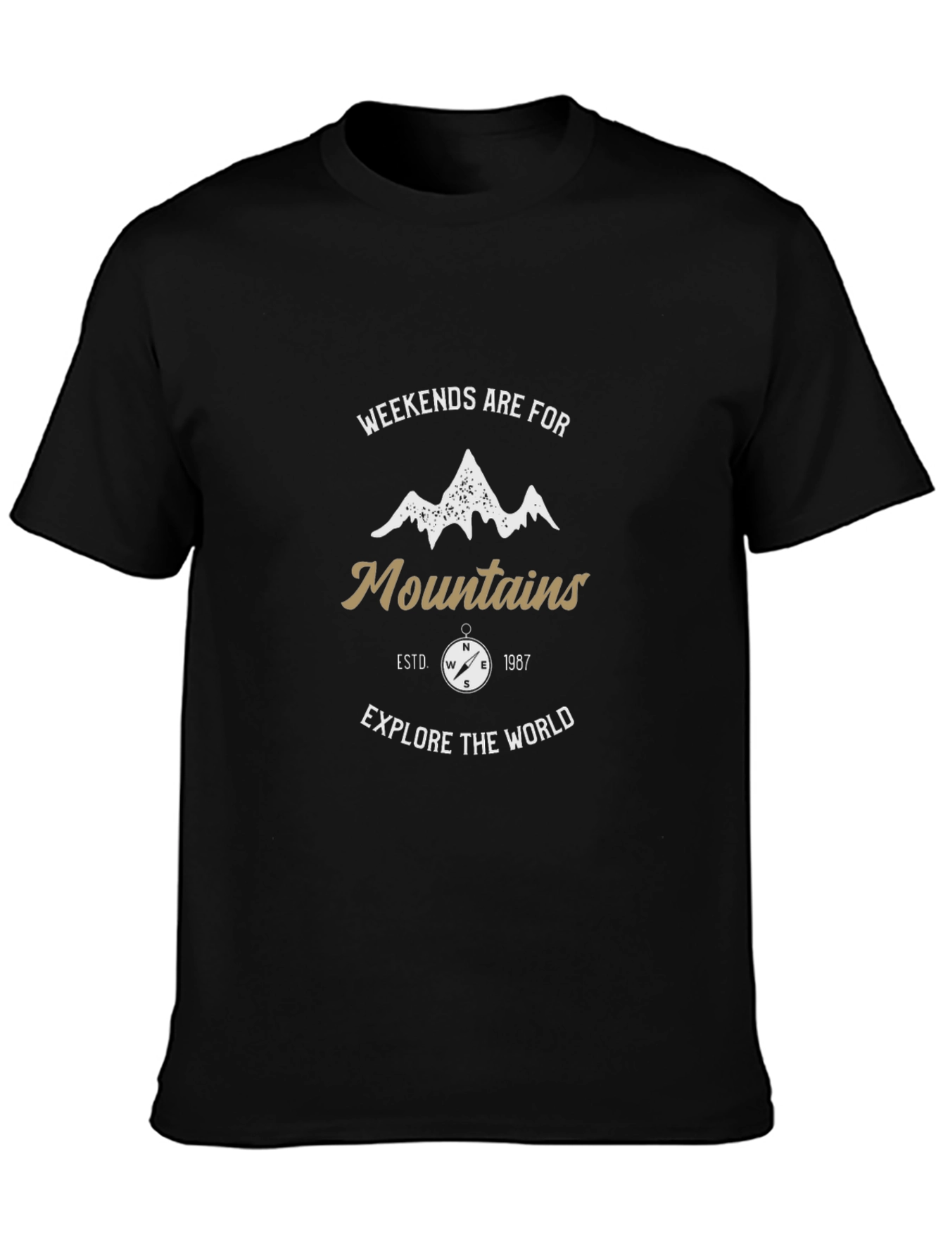 Camiseta Negra Aventura Montaña Hombre