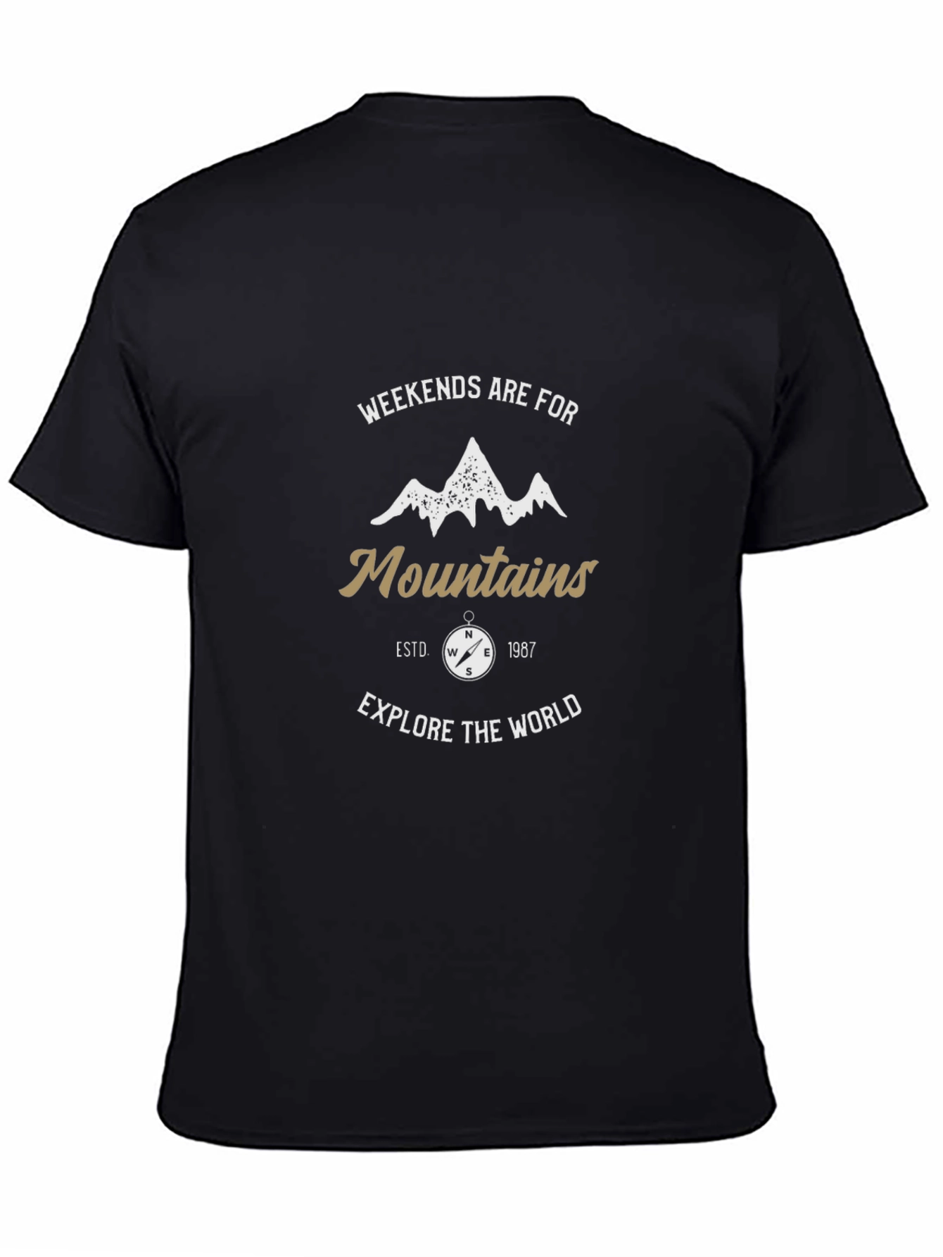 Camiseta Negra Aventura Montaña Hombre