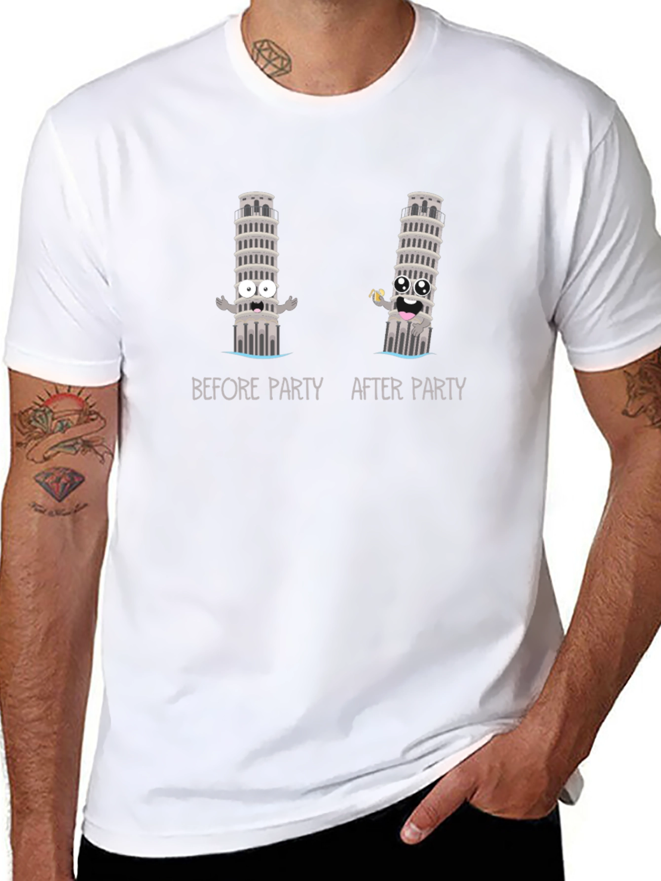 Camiseta Negra Torre Pisa Fiesta