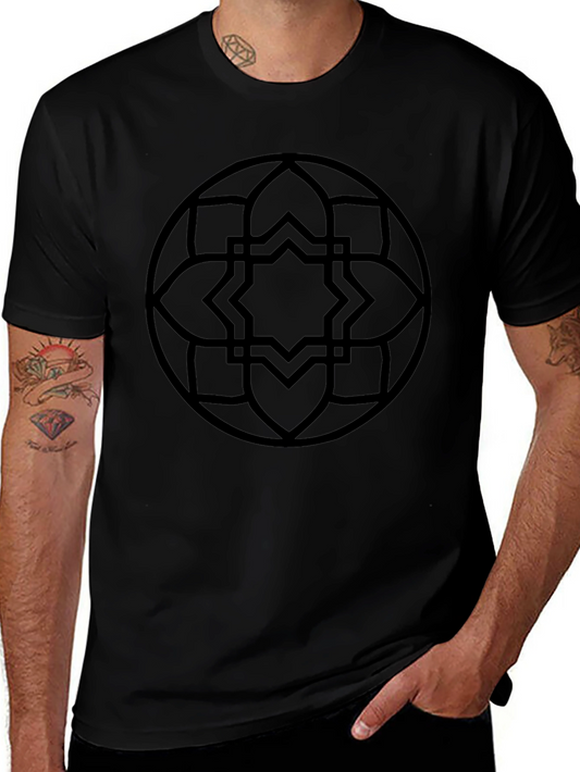 Camiseta Negra con Diseño Geométrico Circular