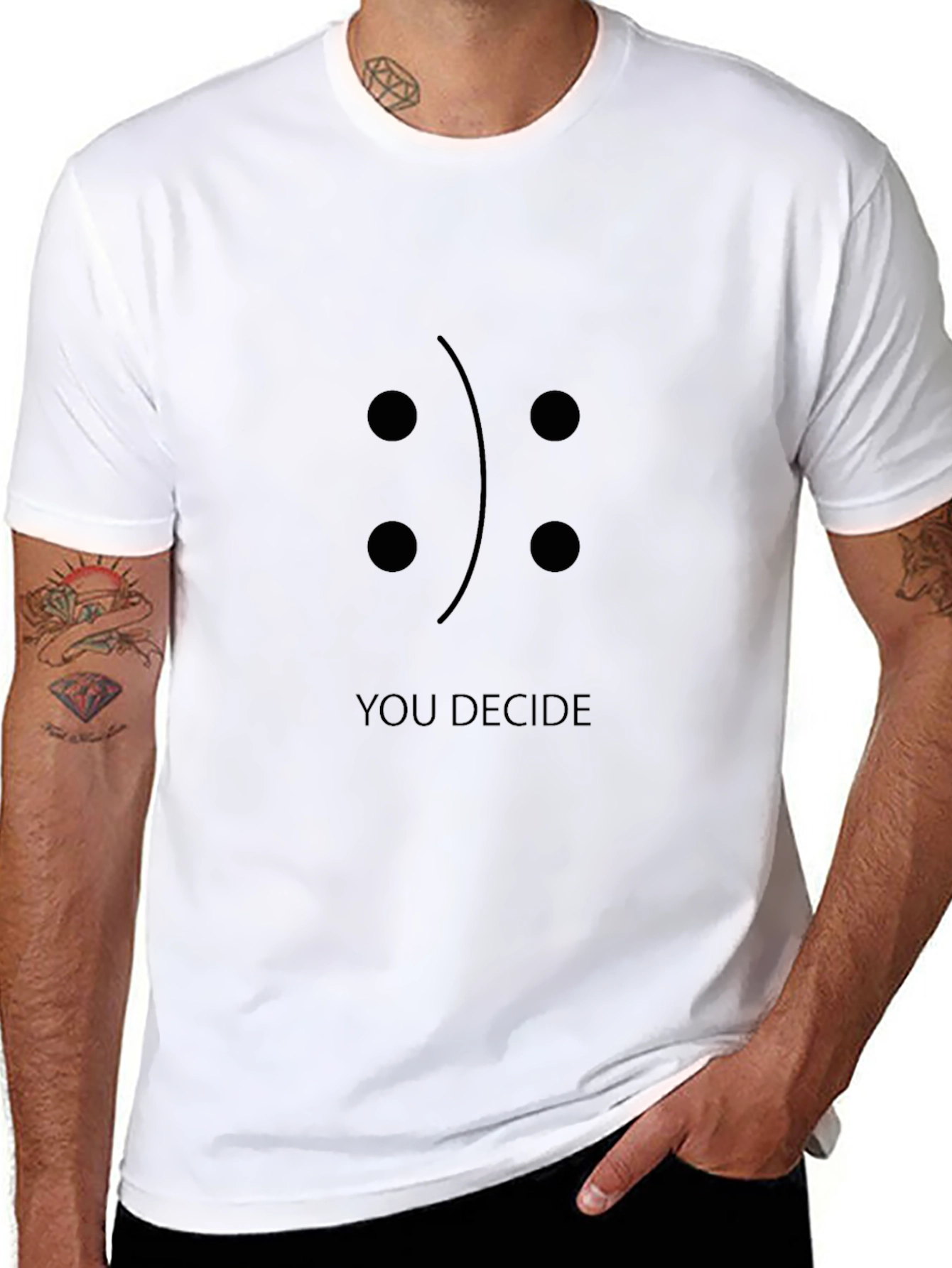 Camiseta Negra Tú Decides con Diseño Emoticono