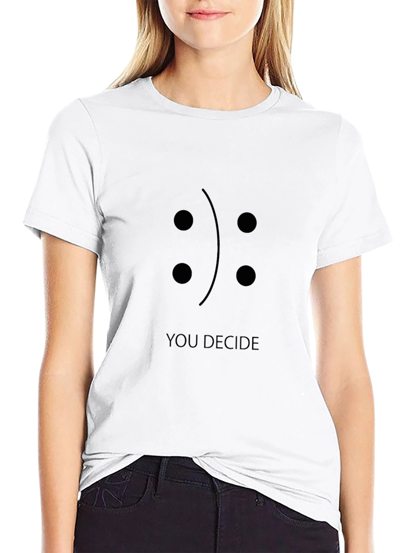 Camiseta Negra Tú Decides con Diseño Emoticono