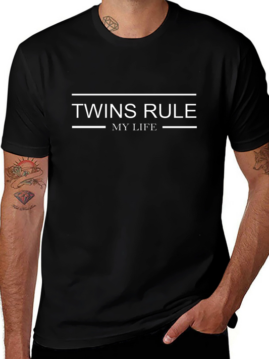 Camiseta Negra Twins Rule My Life para Hombre