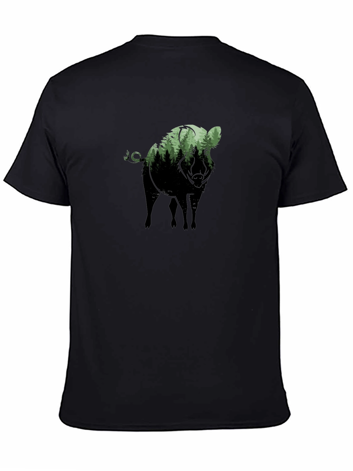 Camiseta Negra con Diseño de Jabalí Bosque