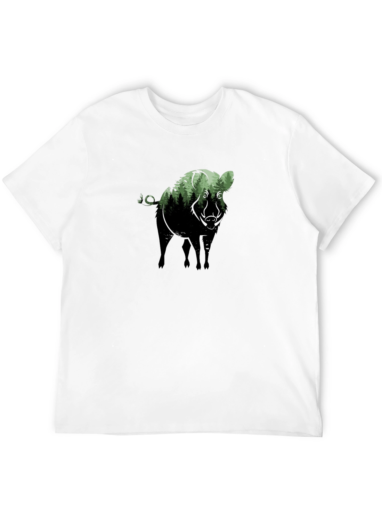 Camiseta Negra con Diseño de Jabalí Bosque