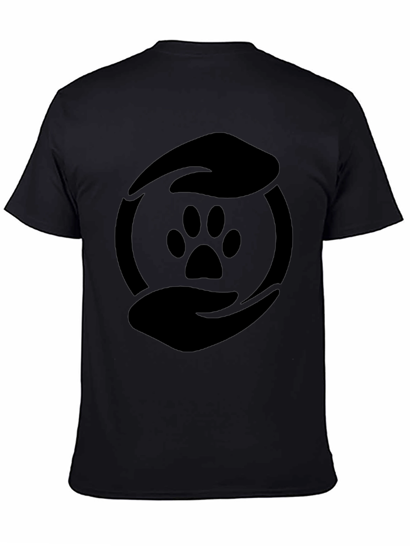 Camiseta Negra Huella de Pata Cuidado Animal