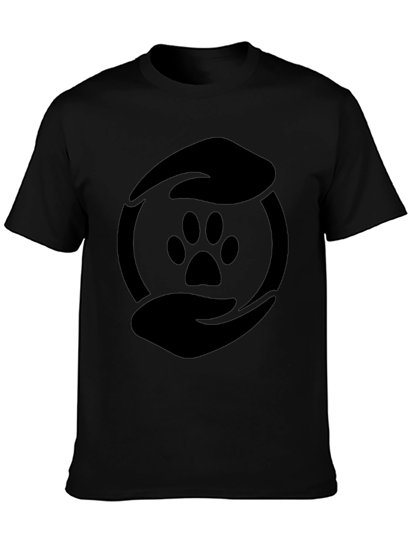 Camiseta Negra Huella de Pata Cuidado Animal
