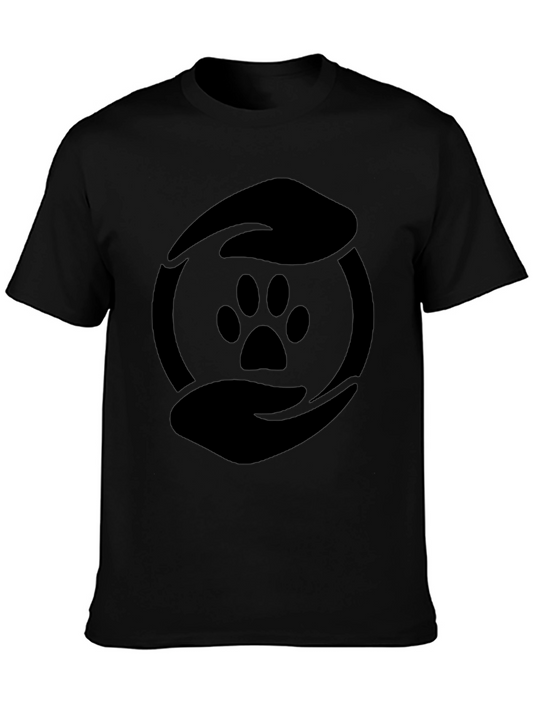 Camiseta Negra Huella de Pata Cuidado Animal