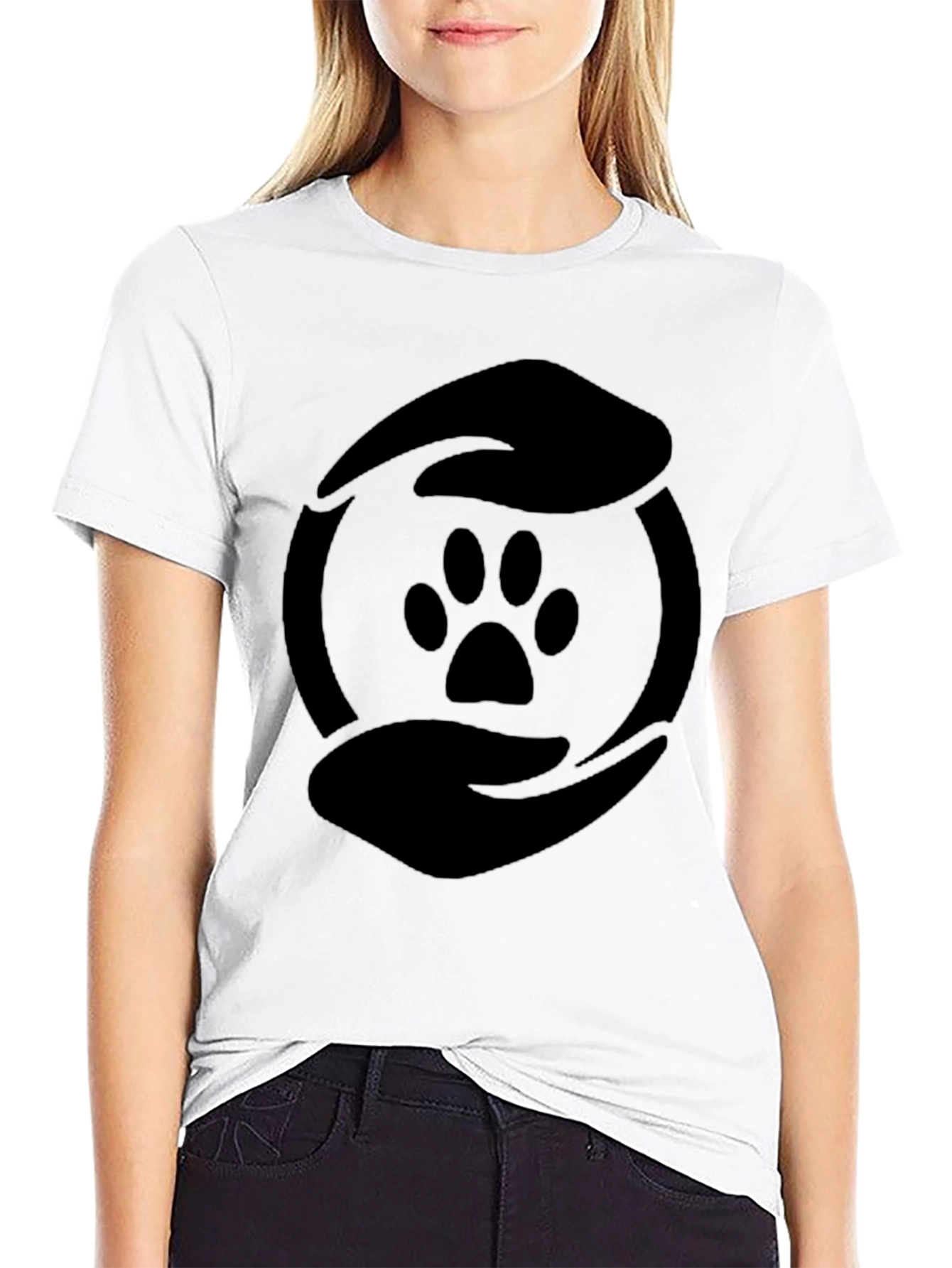 Camiseta Negra Huella de Pata Cuidado Animal