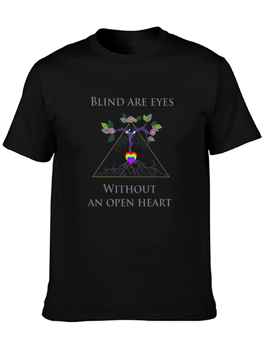 Camiseta Negra con Diseño Artístico de Ojo y Corazón