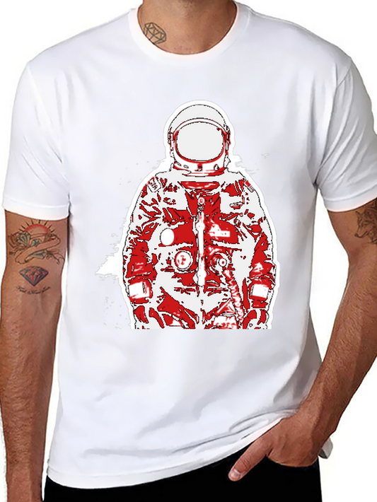 Camiseta Negra Astronauta Rojo para Hombre