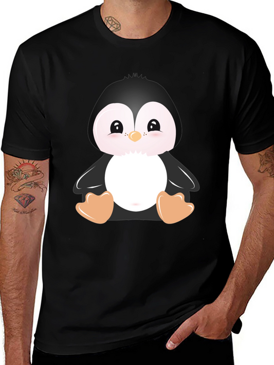 Camiseta Negra con Diseño de Pingüino Adorable