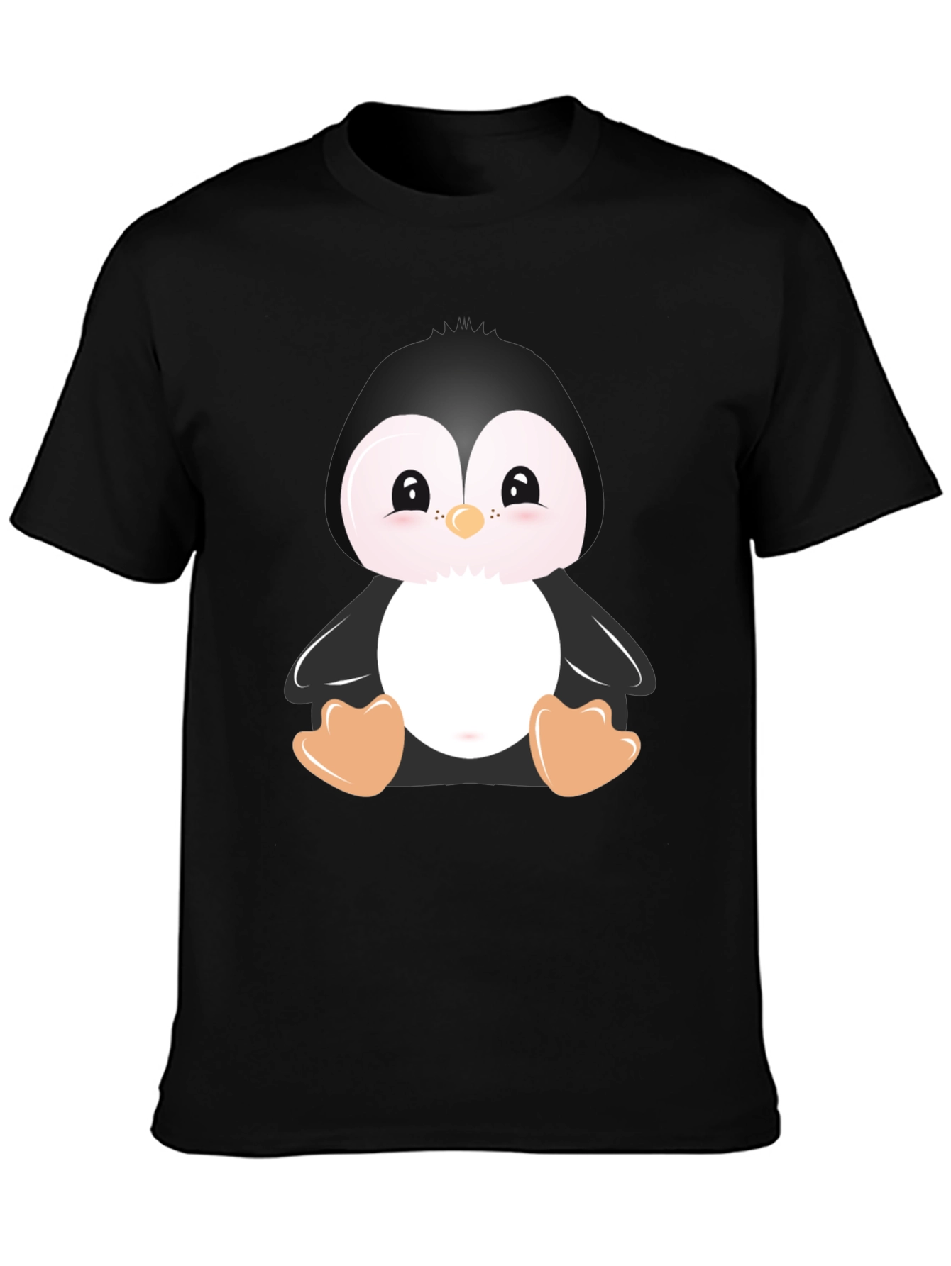 Camiseta Negra con Diseño de Pingüino Adorable