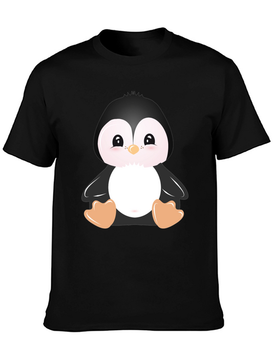 Camiseta Negra con Diseño de Pingüino Adorable