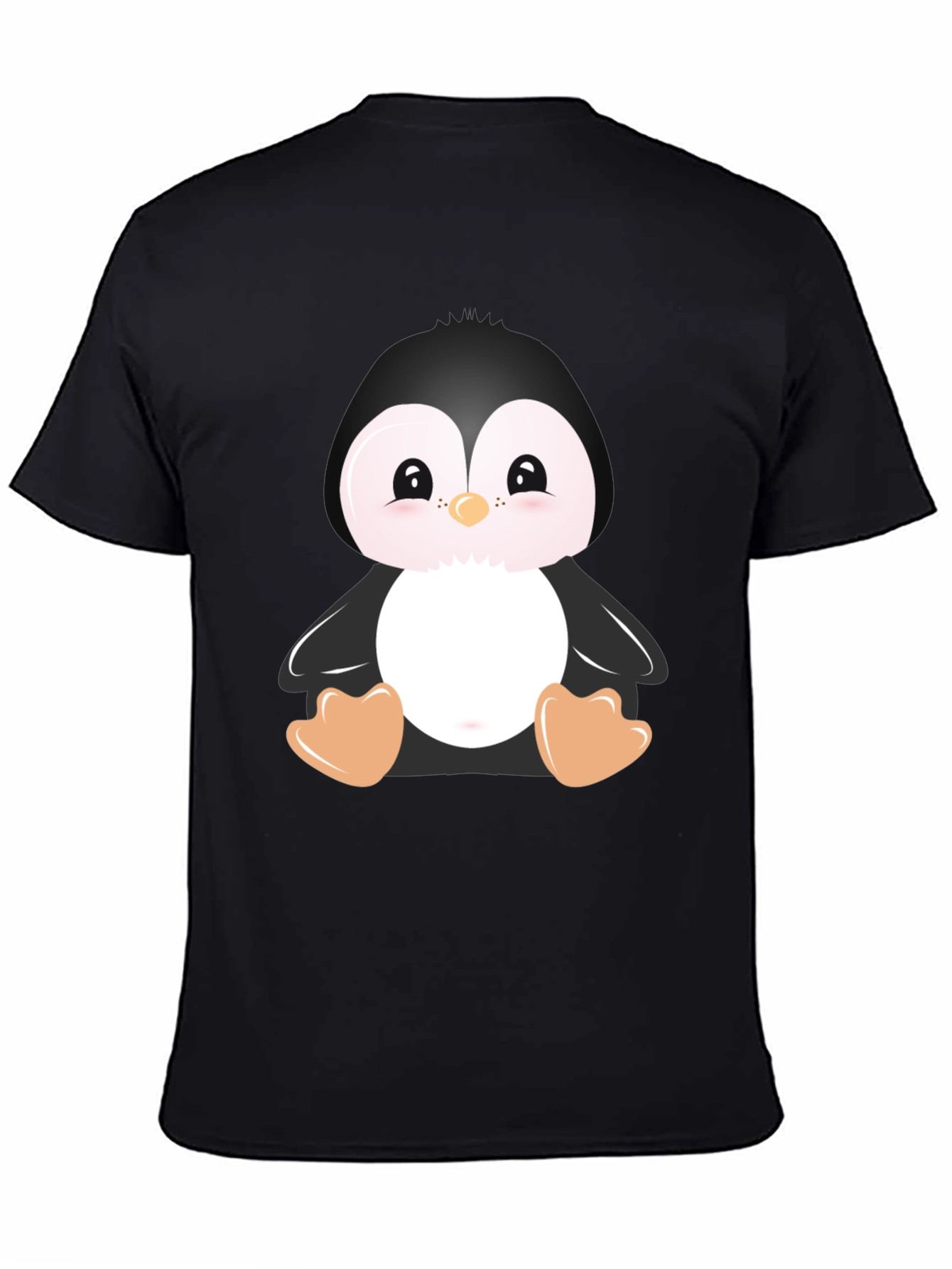 Camiseta Negra con Diseño de Pingüino Adorable