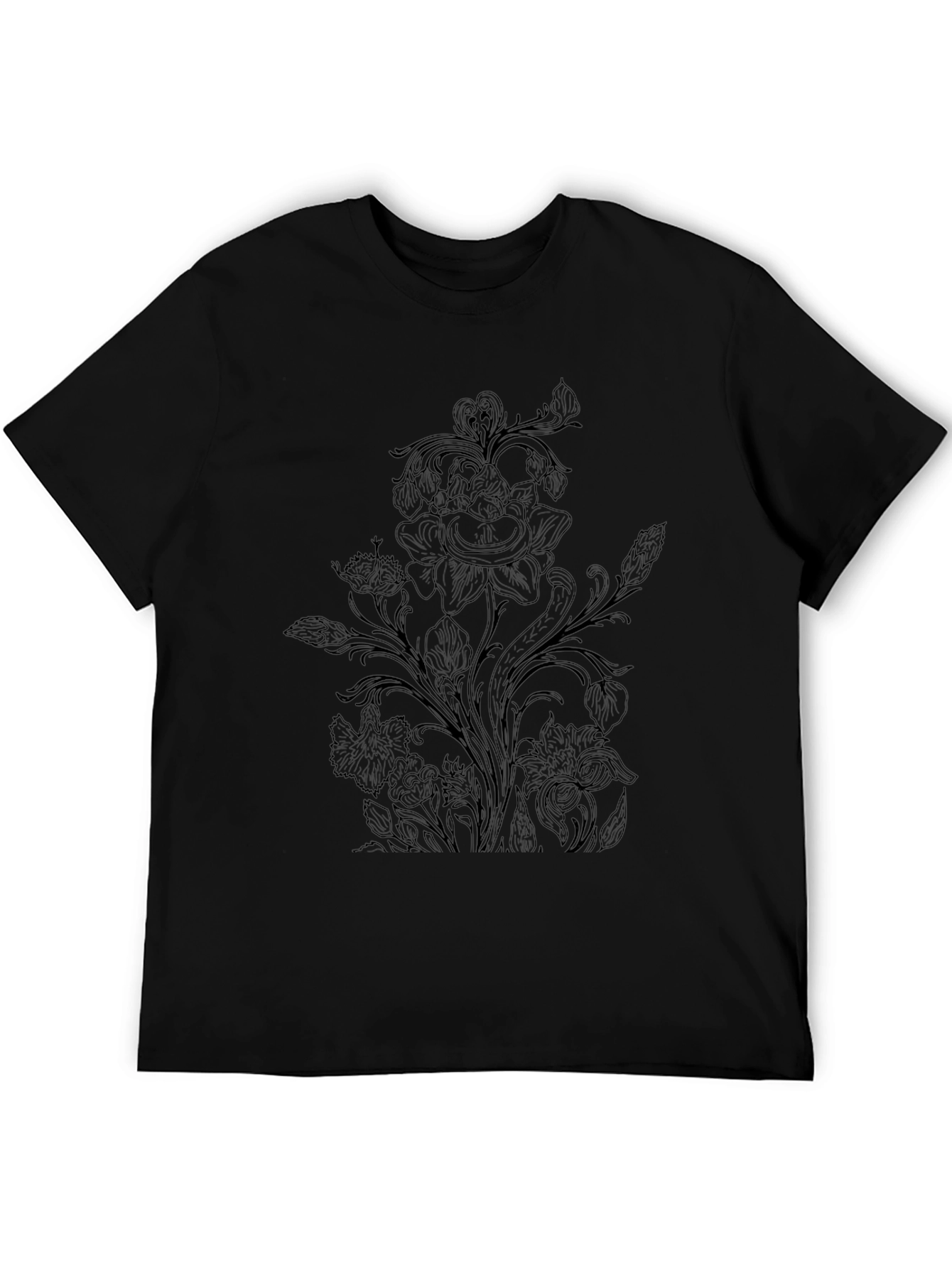 Camiseta Negra con Diseño Floral para Hombre